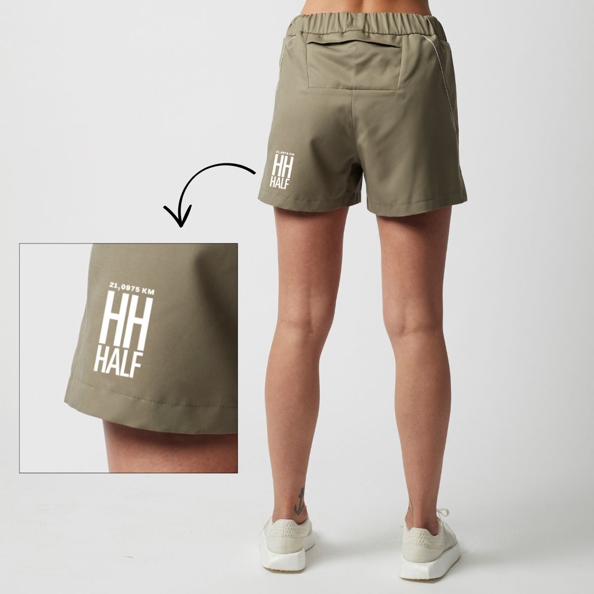 HH Half C2C Running Shorts Damen, olivgrün