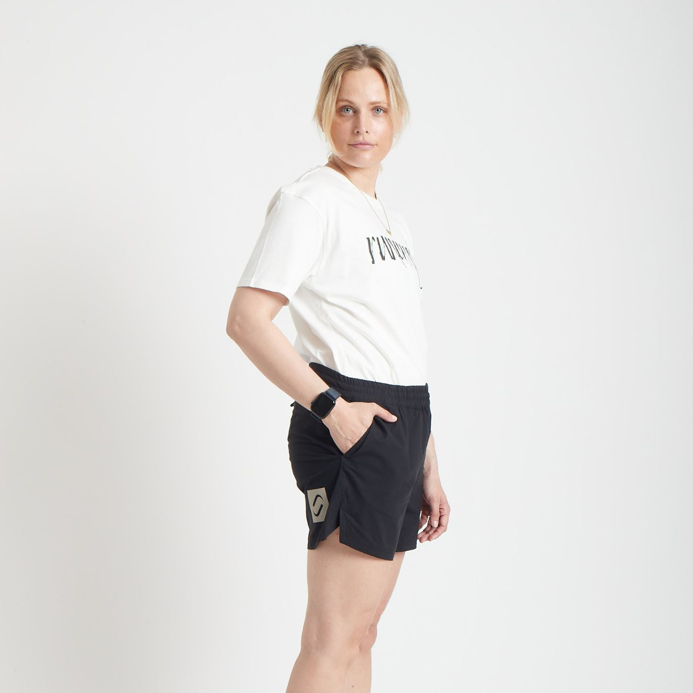 Bouncy Cotton Running Shorts, Damen, schwarz