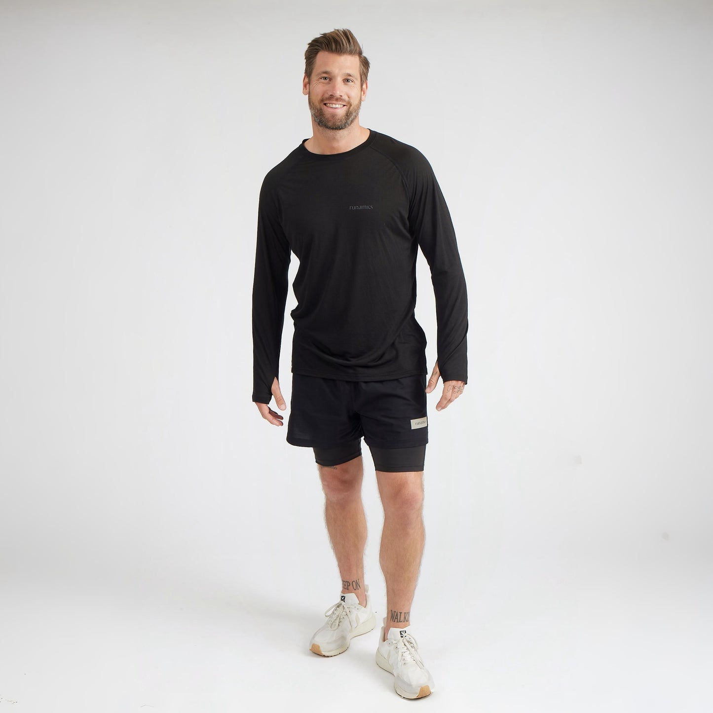 Kurze Running Tights, Herren, schwarz (Neues Modell)