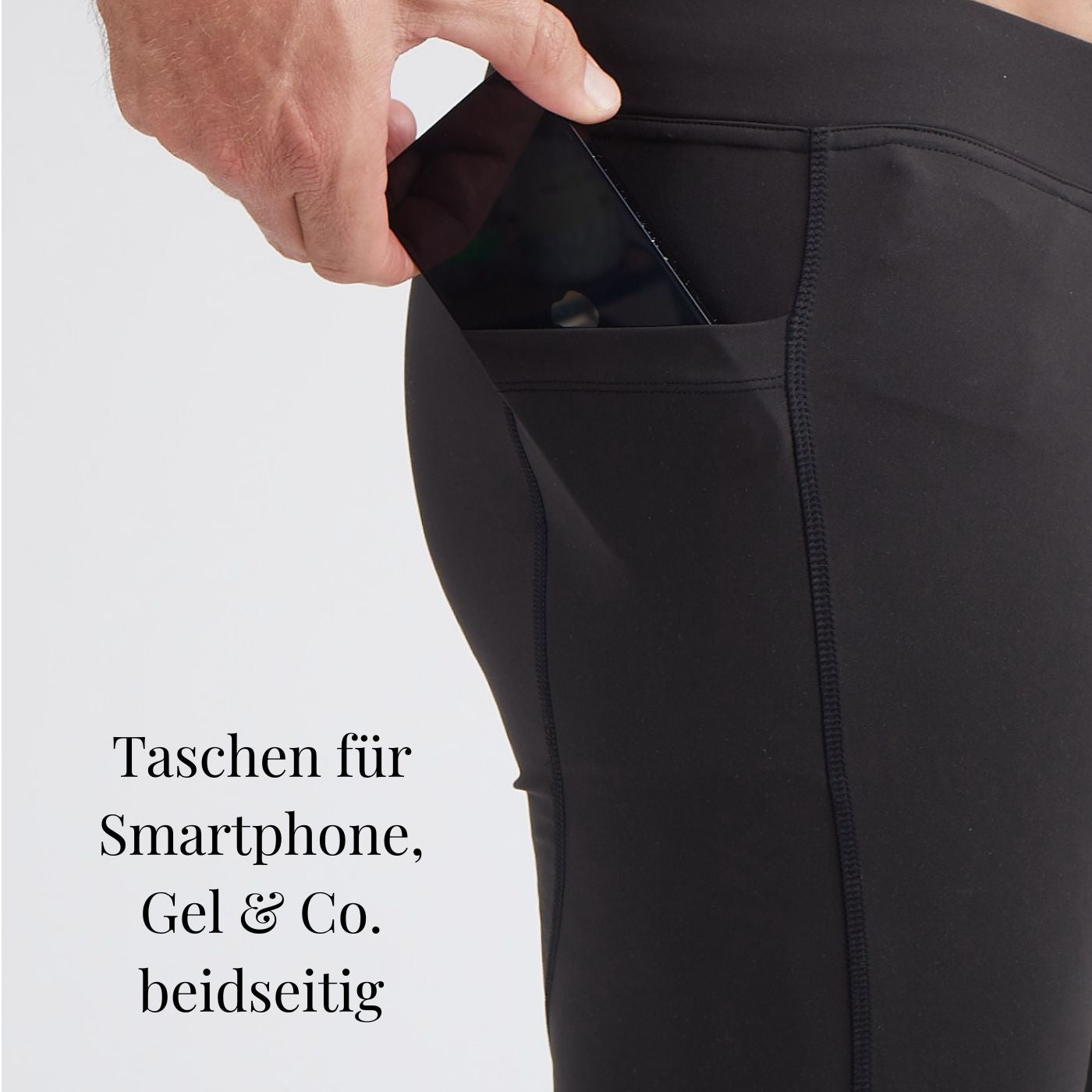 Lange Running Tights, Herren, schwarz