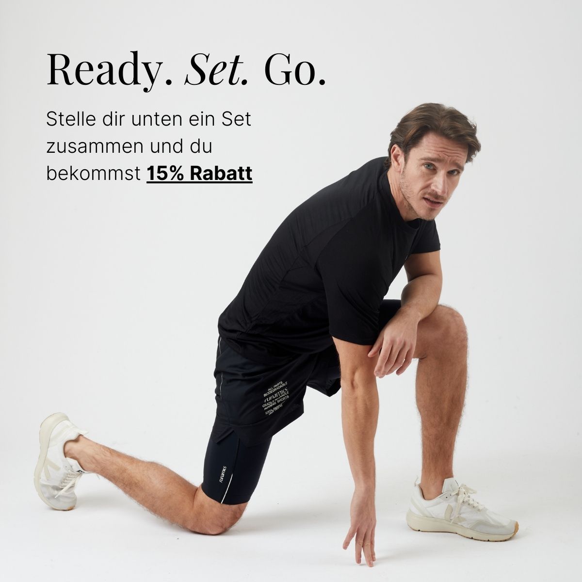 Kurze Lauftights Herren, schwarz, mit Tasche (Auslaufmodell)