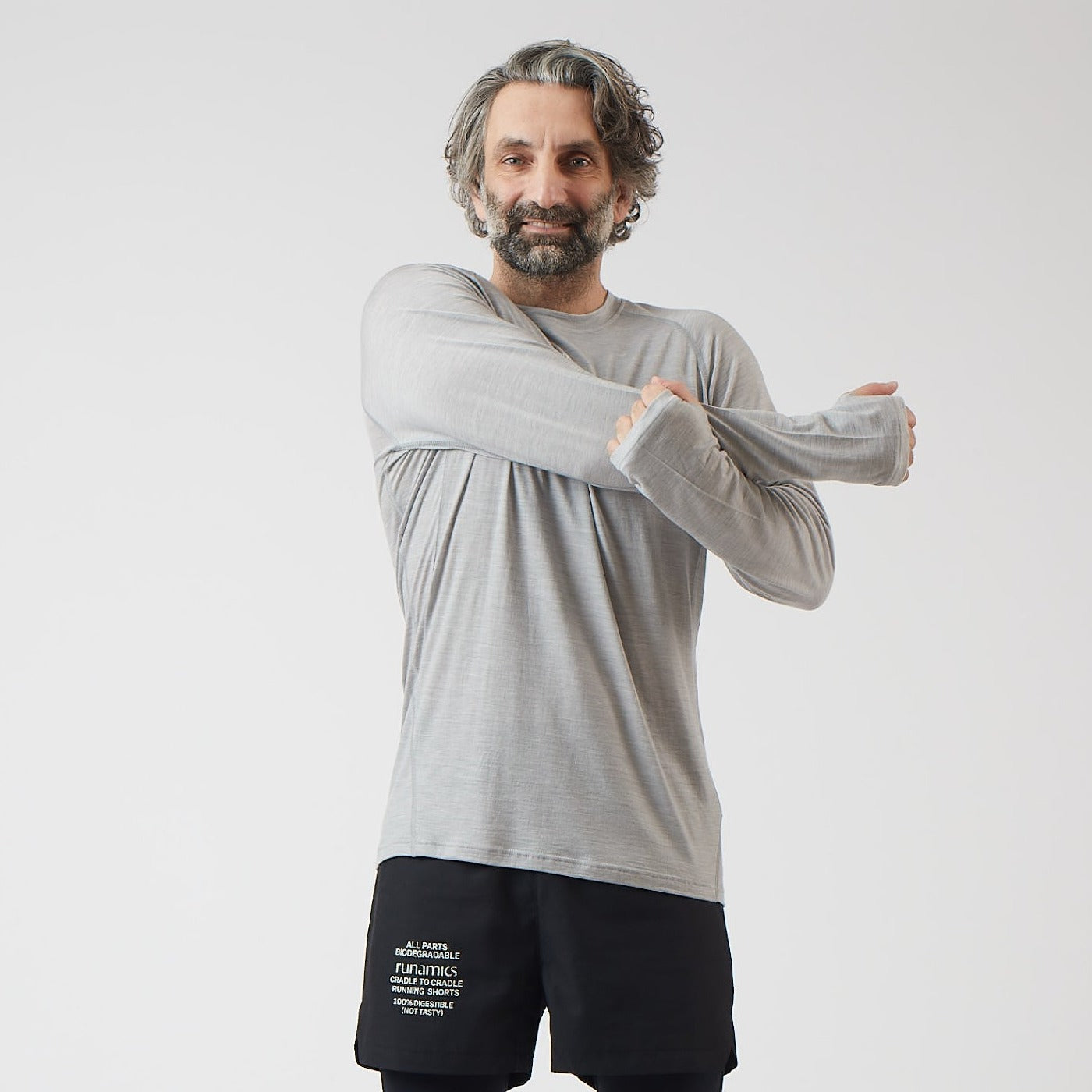 Merino Running Longsleeve Herren, grau