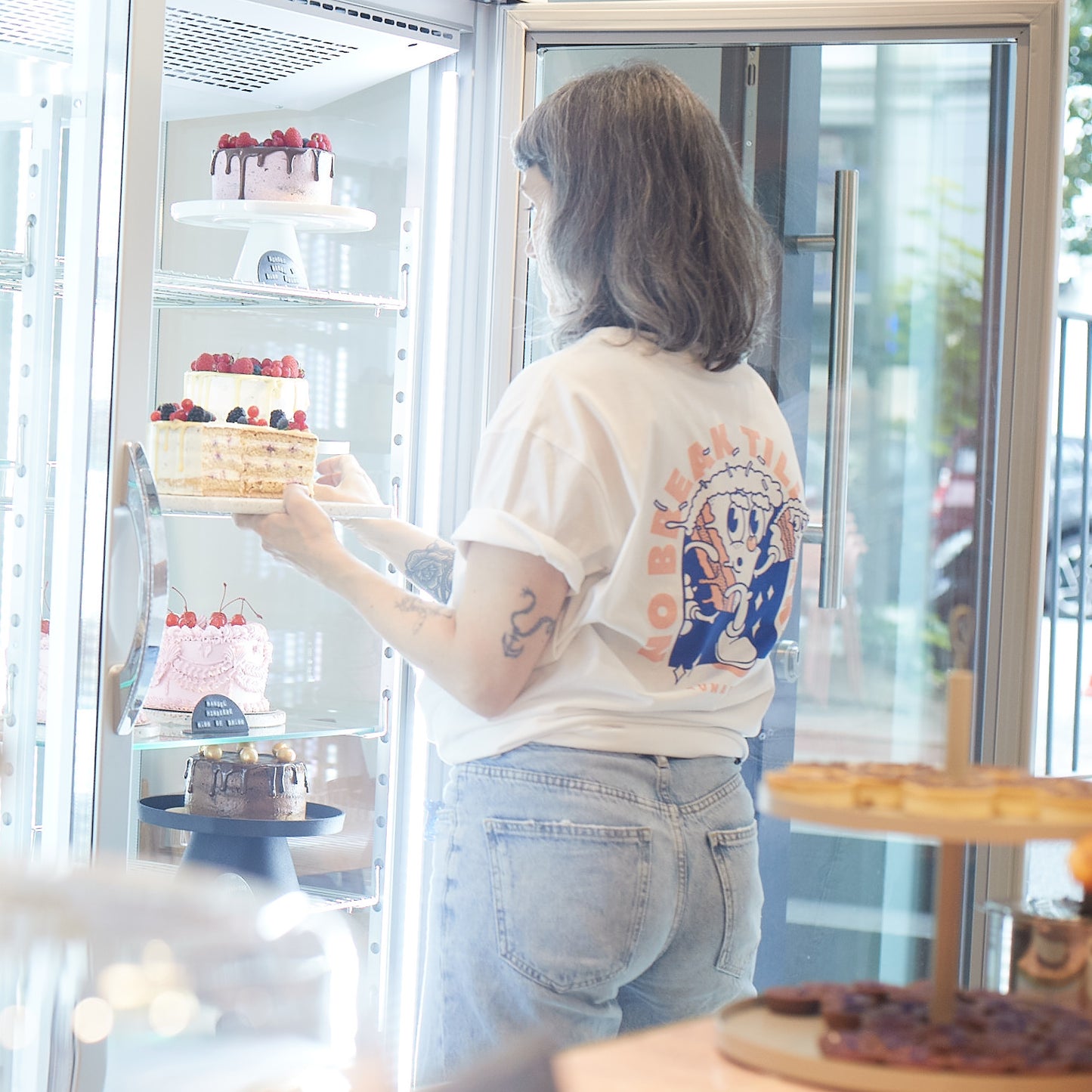 Cake Break T-Shirt, Biobaumwolle, unisex, weiß