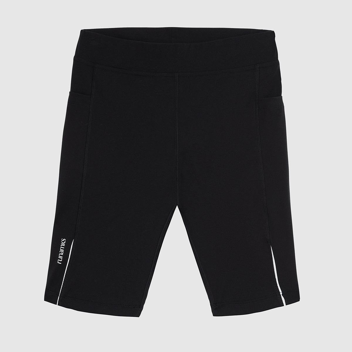 Kurze Lauftights Damen, schwarz, mit Tasche