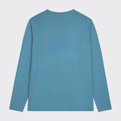 Longsleeve, No-Print, Biobaumwolle, Agean Blue, unisex