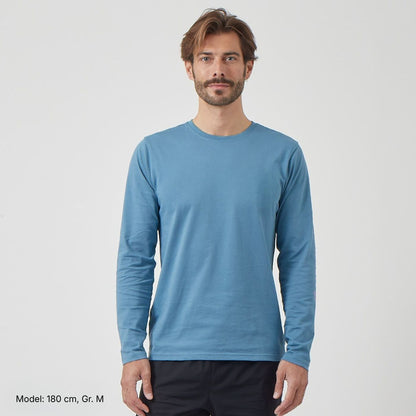 Longsleeve, No-Print, Biobaumwolle, Agean Blue, unisex