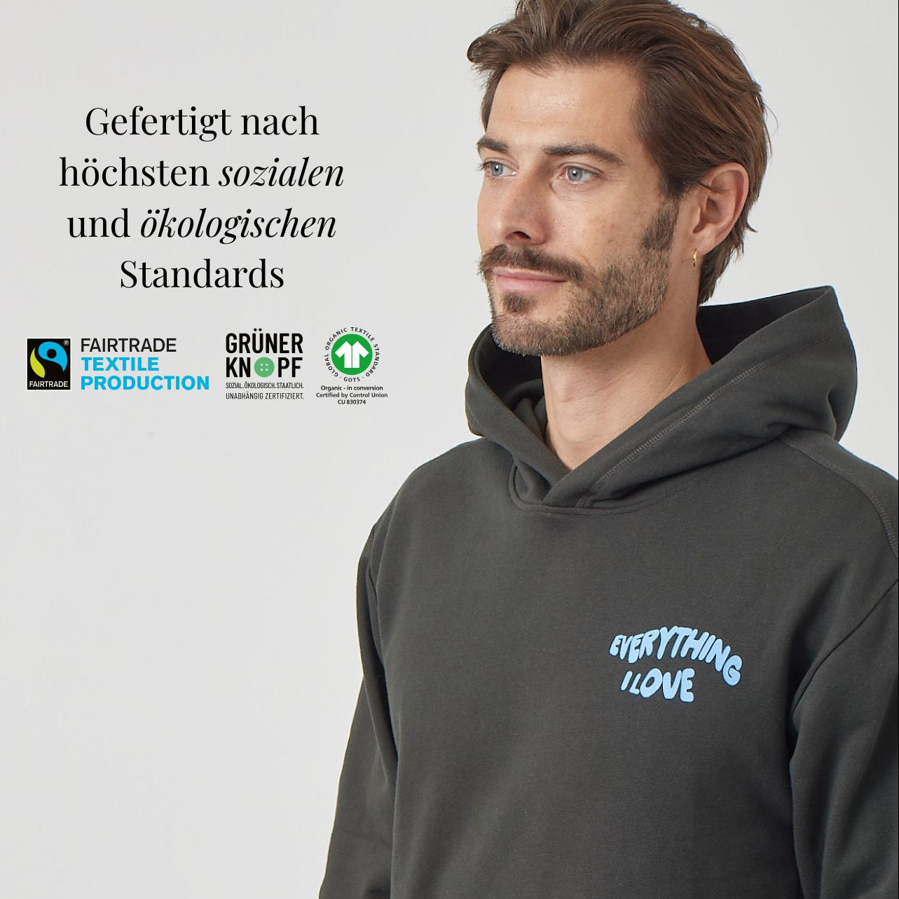 Everything I Love Hoodie, Biobaumwolle, unisex