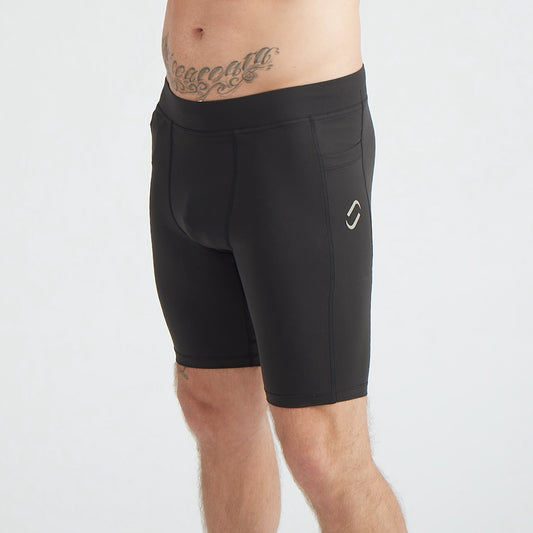 Kurze Running Tights, Herren, schwarz (Neues Modell)