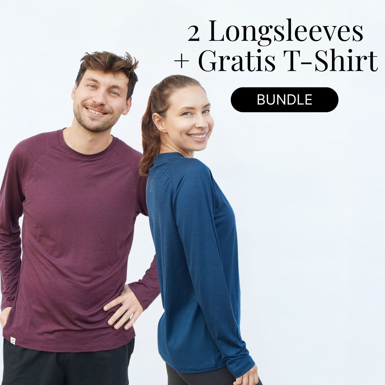 Merino Laufshirt Bundle, 2 Longsleeves + Gratis T-Shirt