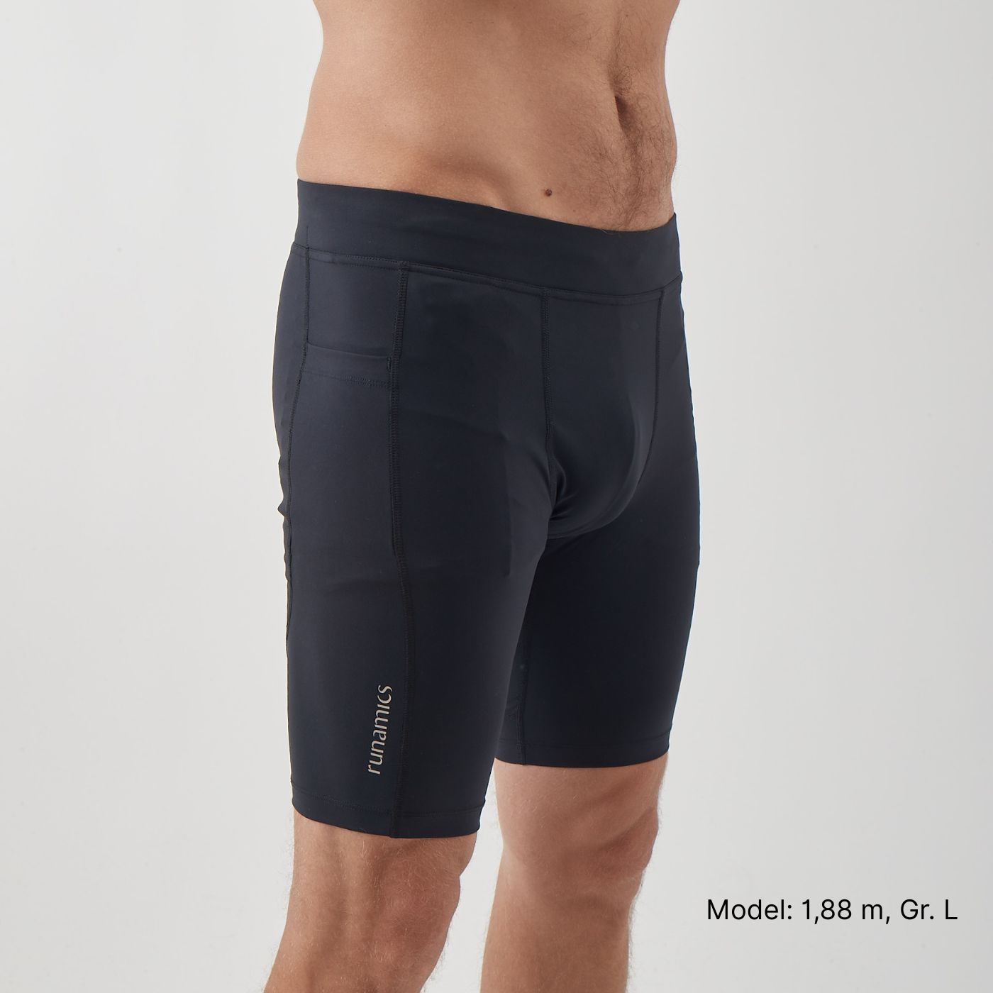 Kurze Running Tights, Herren, schwarz (Neues Modell)