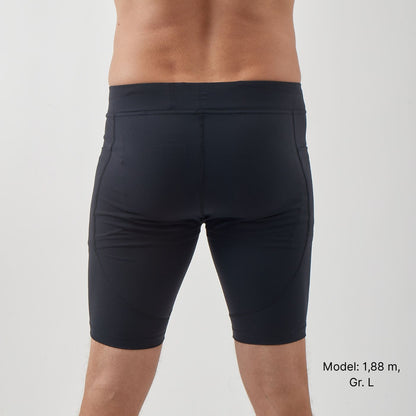 Kurze Running Tights, Herren, schwarz (Neues Modell)