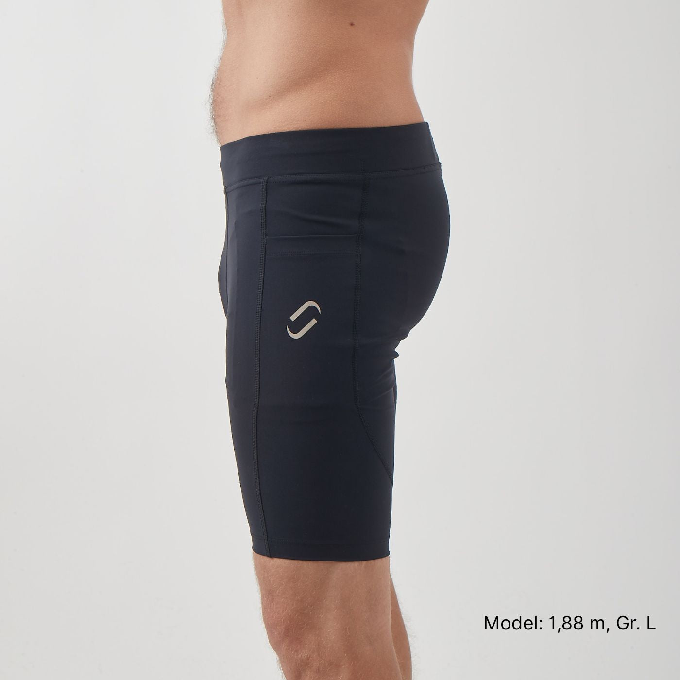 Kurze Running Tights, Herren, schwarz (Neues Modell)