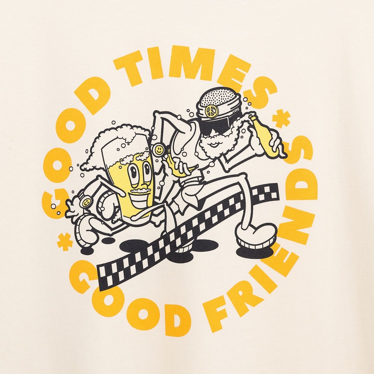 Good Times Good Friends T-Shirt, Biobaumwolle, unisex, undyed