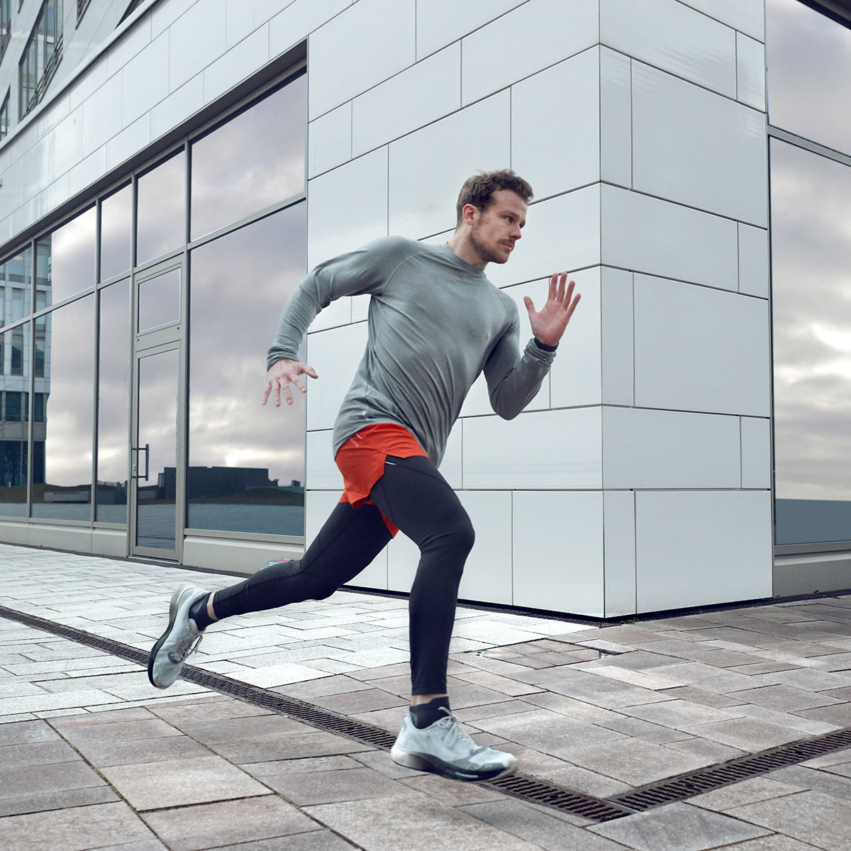 Lange Lauftights Herren, schwarz, ohne Tasche