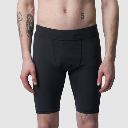 Kurze Lauftights Herren, schwarz, mit Tasche