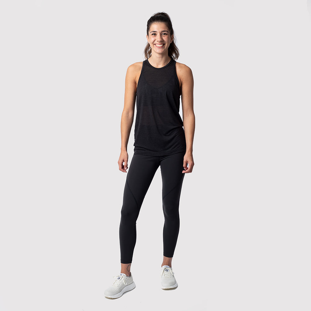 Lange Lauftights Damen, schwarz, ohne Tasche