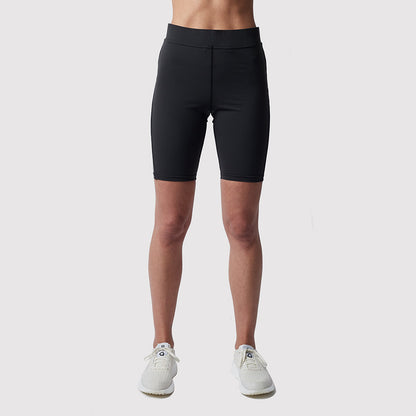 Kurze Lauftights Damen, schwarz, mit Tasche